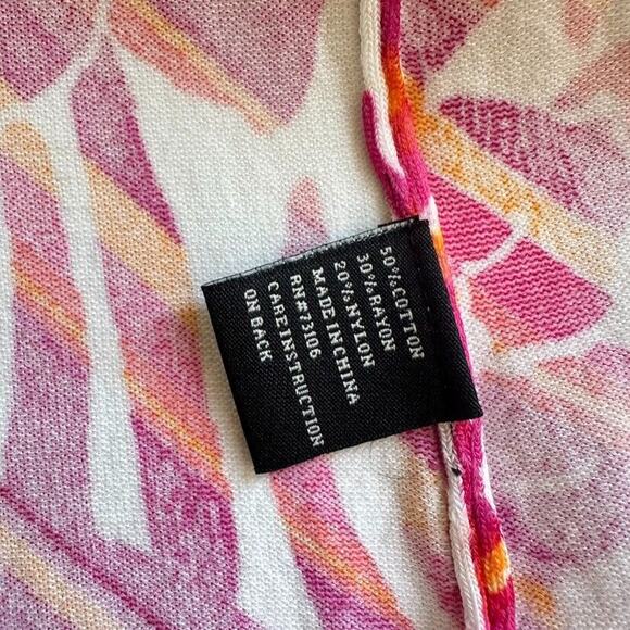 Michael Simon Beaded Pink White Cardigan Sweater Floral Beach Cruise Medium - Picture 7 of 9